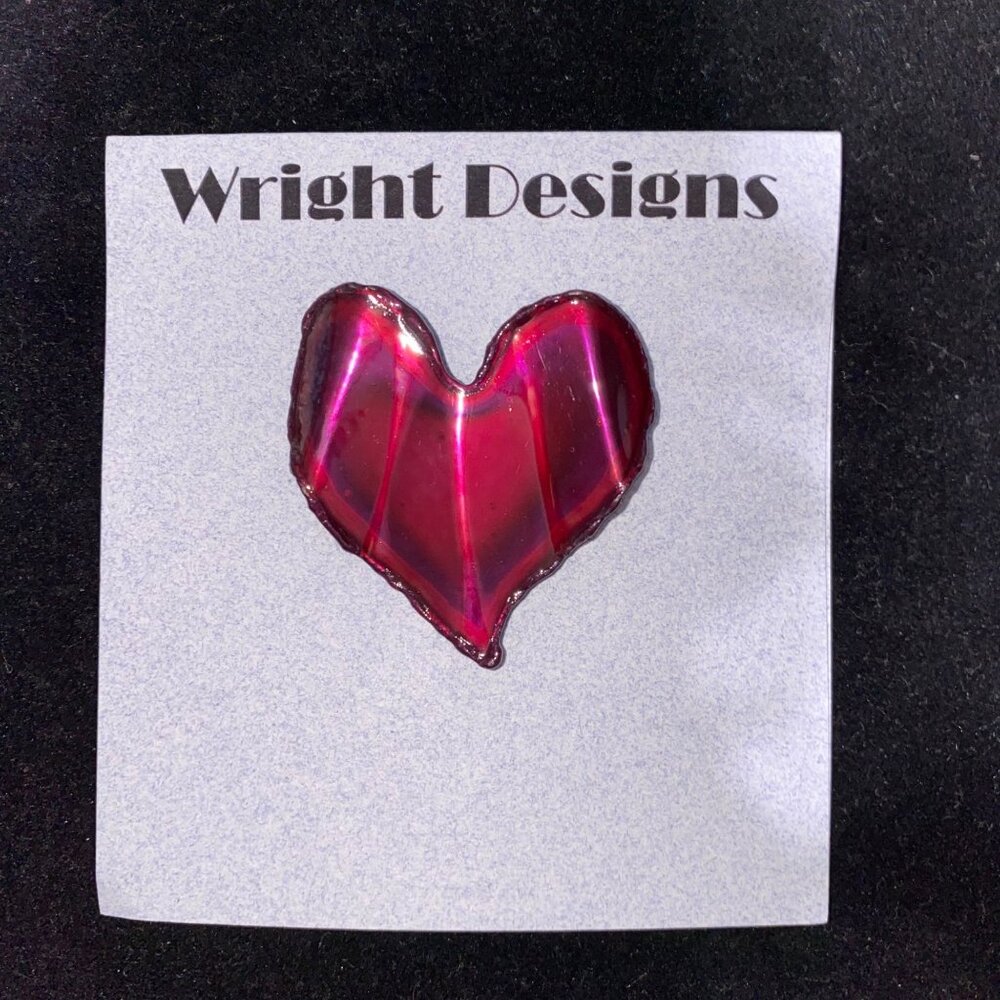 Spirited Purple Heart Brooch 2 Inches Chrome-Plated Sheet Steel Hand-Cut David A